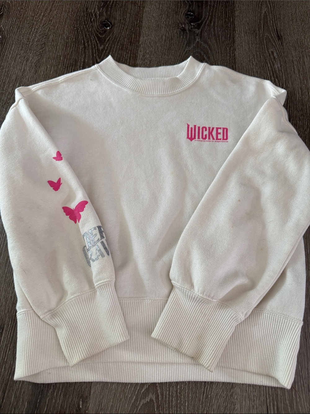 Abercrombie & Fitch White Sweatshirt with Pink 'Wicked' Logo